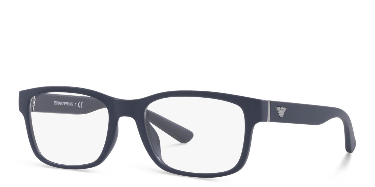 Emporio Armani Wide Rectangle Eyeglasses in Matte Blue – Product Photo 2