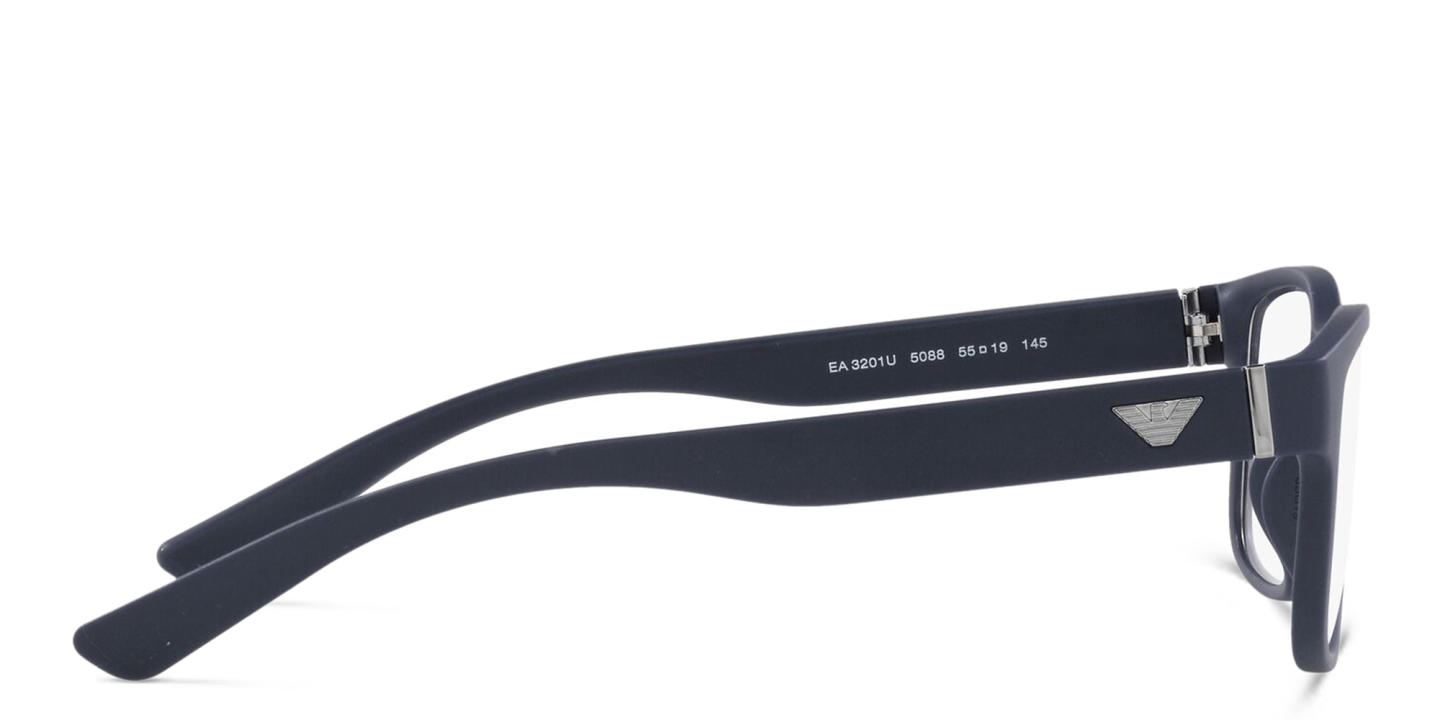 Emporio Armani Wide Rectangle Eyeglasses in Matte Blue – Product Photo 3