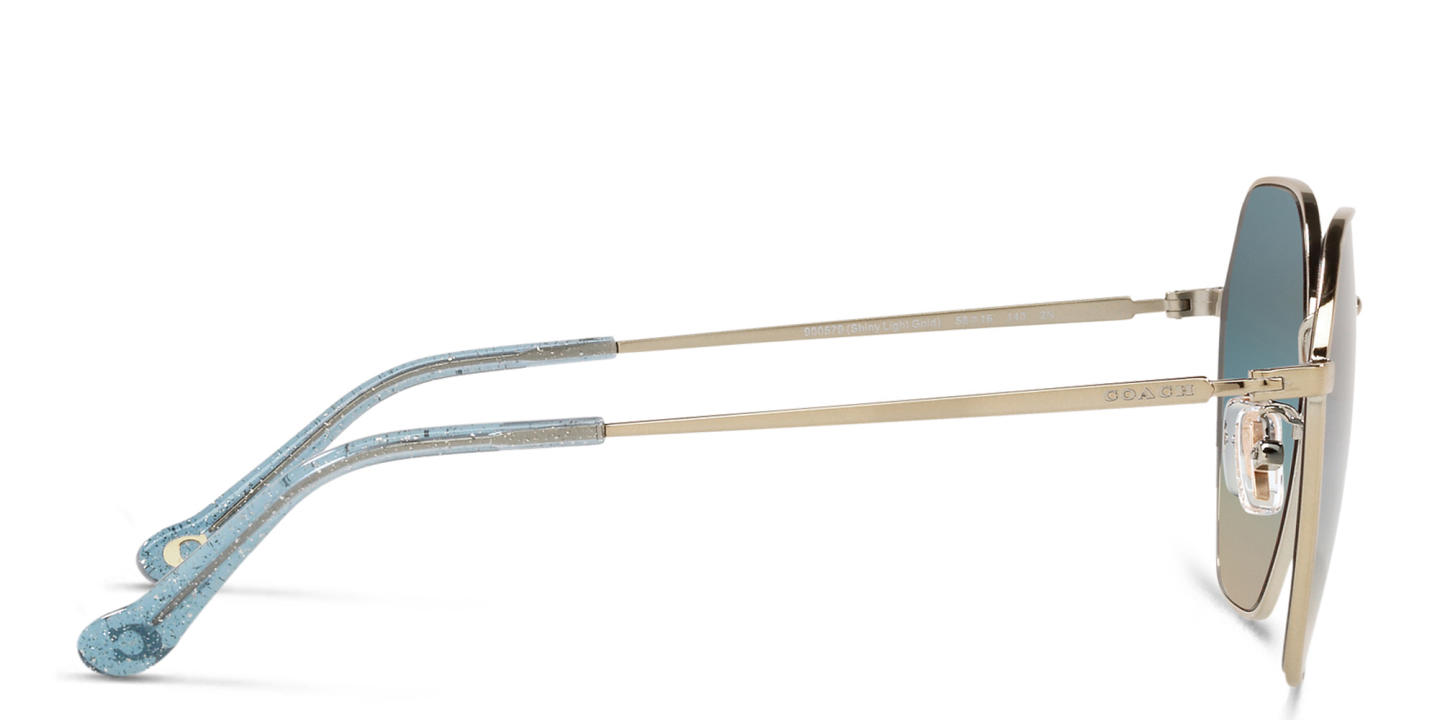 نظارات شمسية غير منتظمة كبيرة بالشعار المنقوش من كوتش بلون ذهبي - صورة المنتج 2