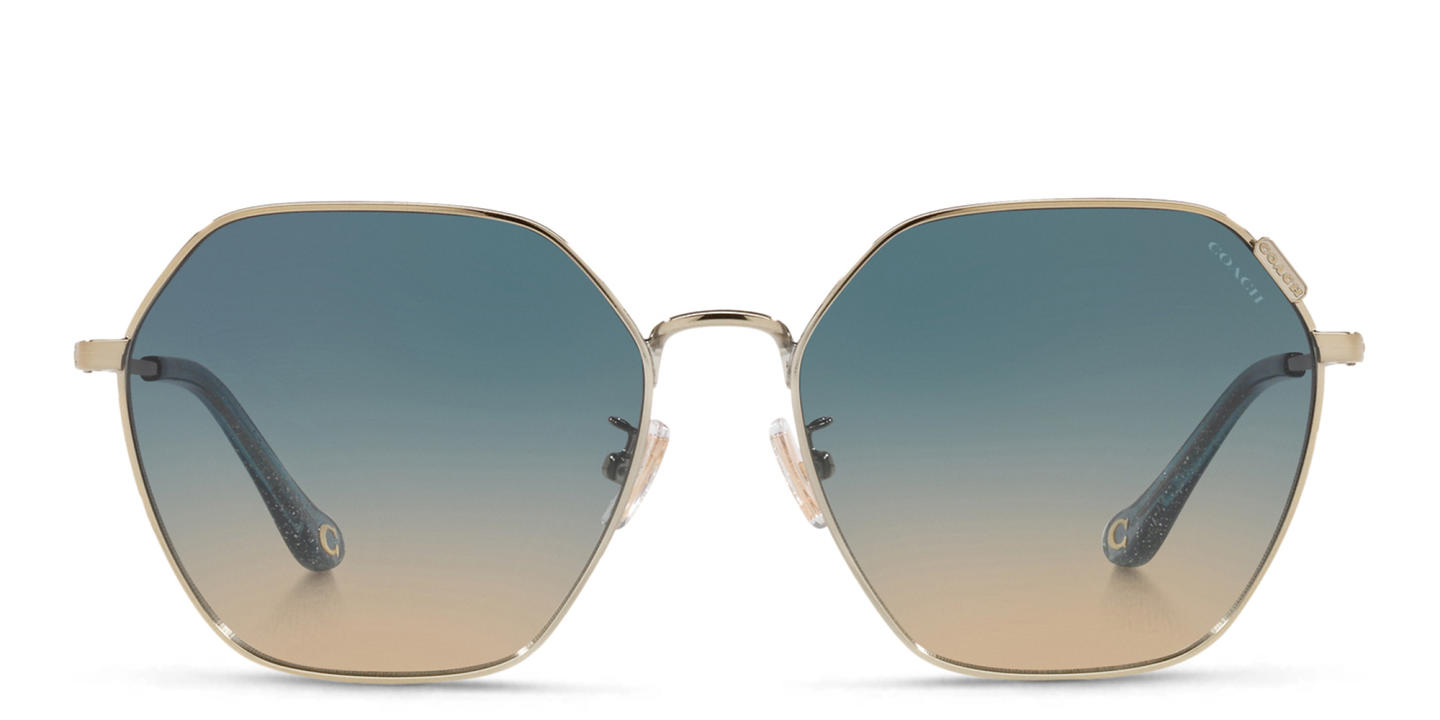 Coach Logo-Engraved Oversized Irregular Sunglasses in Gold – Product Photo 0