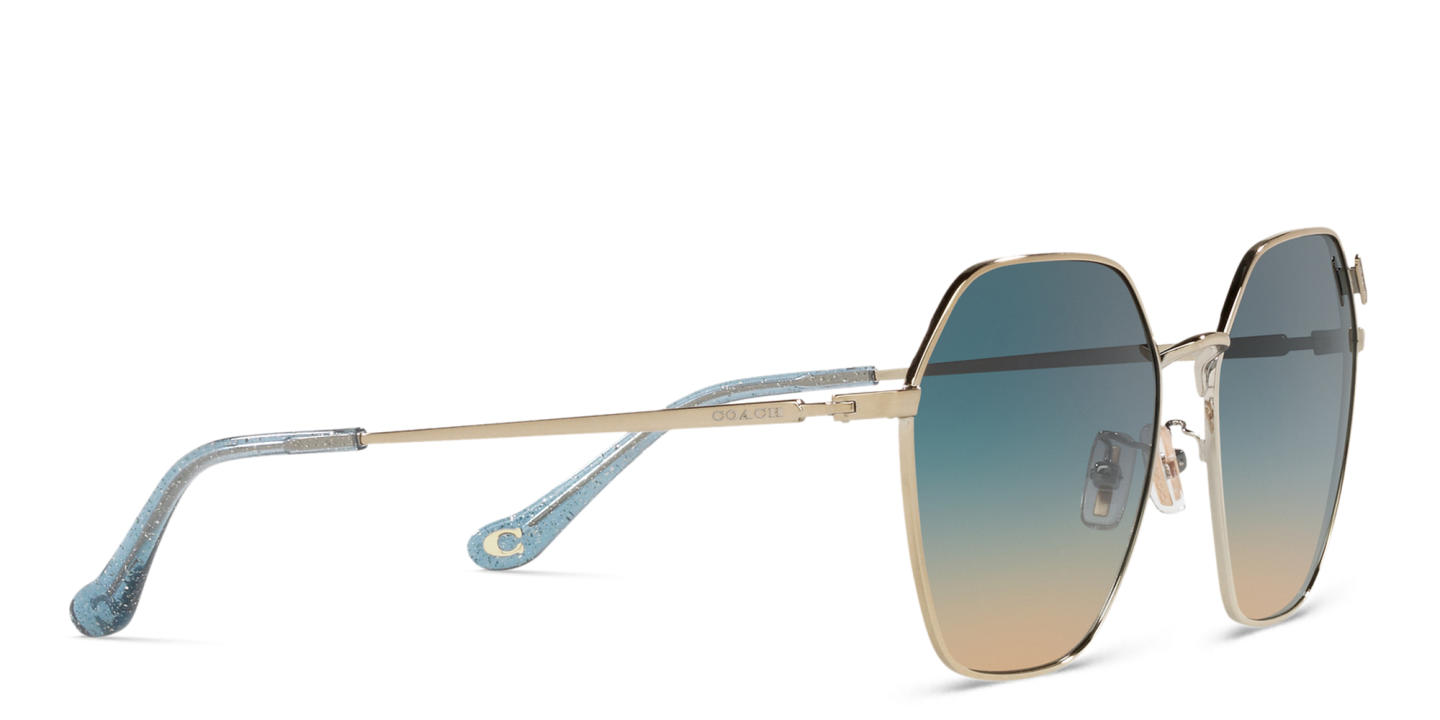 Coach Logo-Engraved Oversized Irregular Sunglasses in Gold – Product Photo 3