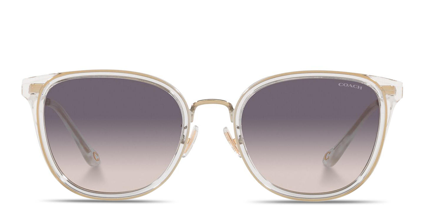 Shop Coach Logo-Engraved Square Sunglasses in Gold online.