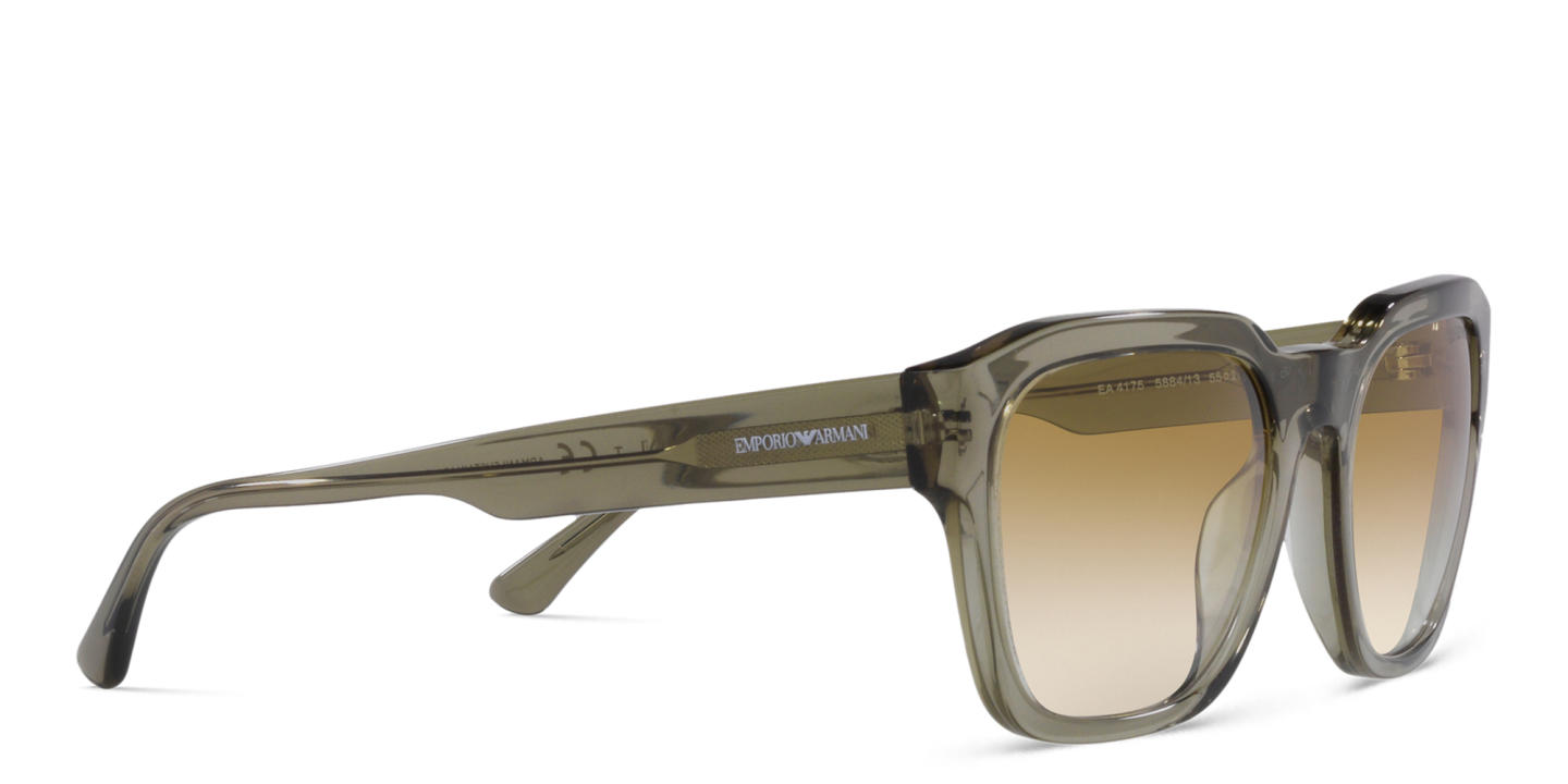 Emporio Armani Square Sunglasses in Shiny Transparent Green – Product Photo 4