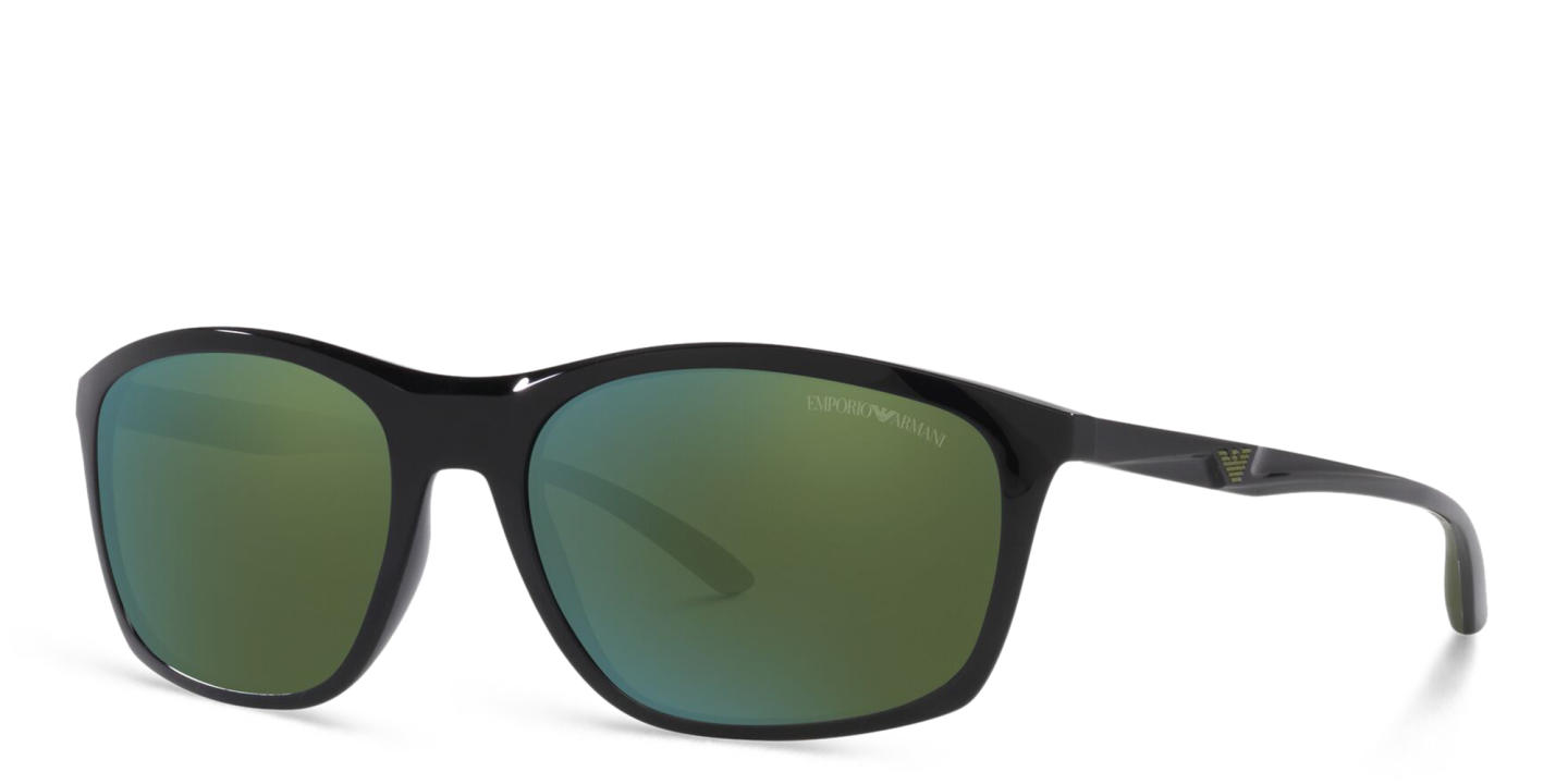 Emporio Armani Rectangle Sunglasses in Shiny Black – Product Photo 1
