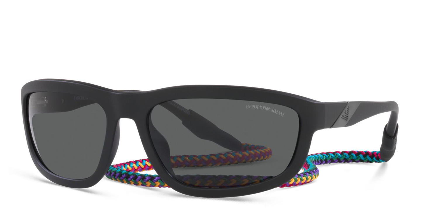 Emporio Armani Rectangle Sunglasses in Matte Black – Product Photo 1