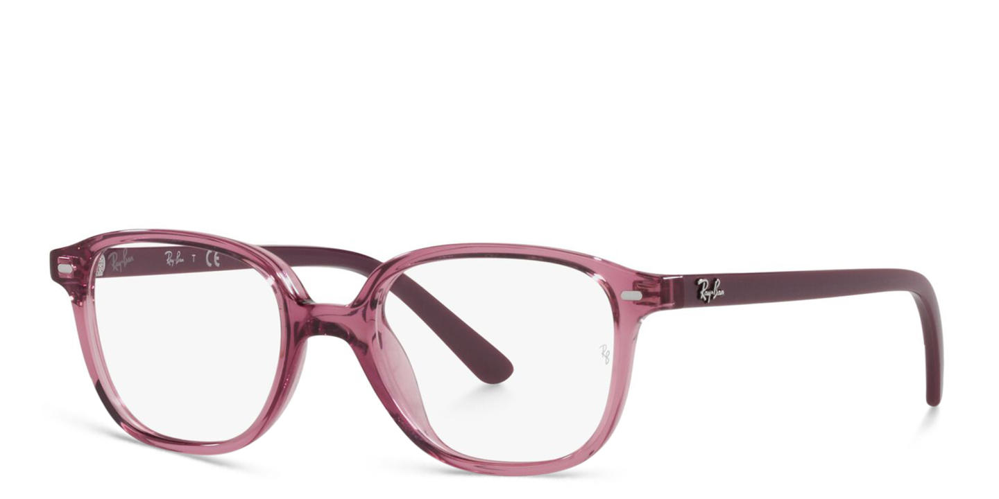 Ray-Ban Junior Leonard Kids Square Eyeglasses in Transparent Pink – Product Photo 1