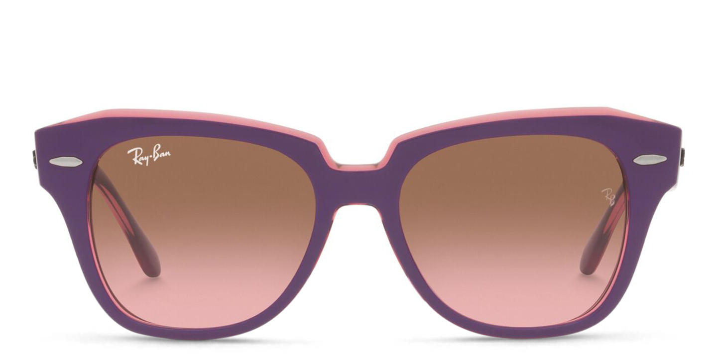 Ray-Ban Junior Kids Square Sunglasses in Violet On Transparent Pink – Product Photo 0