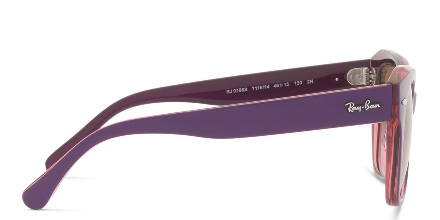 Ray-Ban Junior Kids Square Sunglasses in Violet On Transparent Pink – Product Photo 2