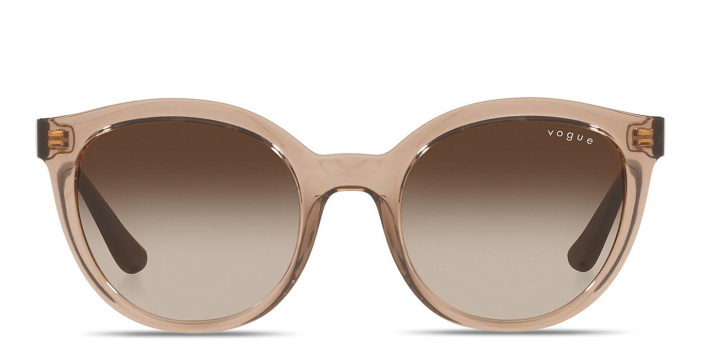 Shop Vogue Eyewear Logo-Print Round Sunglasses in Brown online.