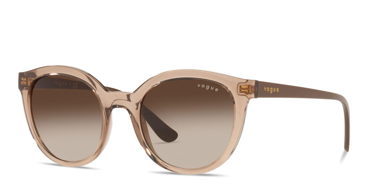 Shop Vogue Eyewear Logo-Print Round Sunglasses in Brown online.