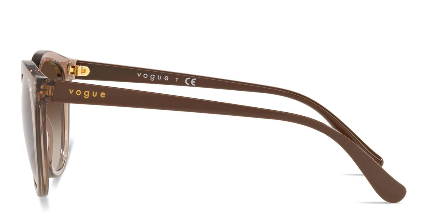 Shop Vogue Eyewear Logo-Print Round Sunglasses in Brown online.