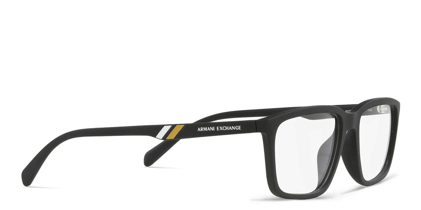 Shop Armani Exchange Logo-Print Wide Rectangle Eyeglasses in Black online.