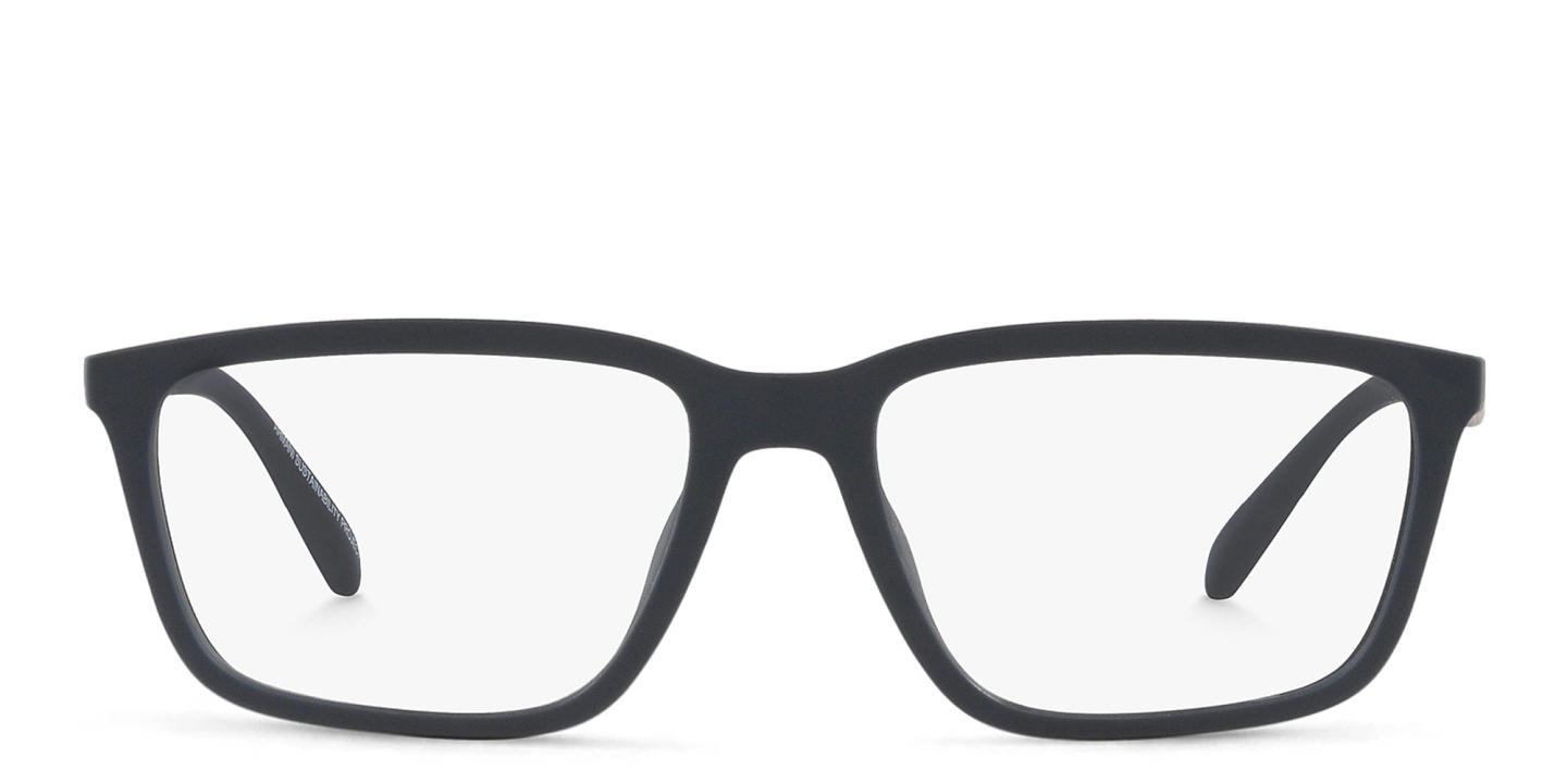 Shop Armani Exchange Wide Rectangle Eyeglasses in Blue online.