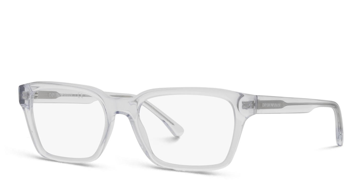 Emporio Armani Logo Print Wide Rectangle Eyeglasses in Clear – Product Photo 2