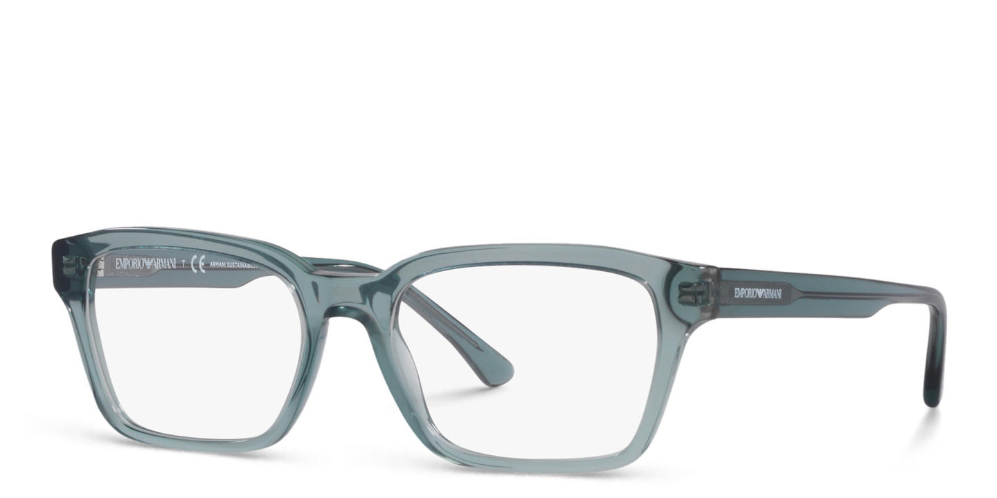 Emporio Armani Wide Rectangle Eyeglasses in Blue – Product Photo 1