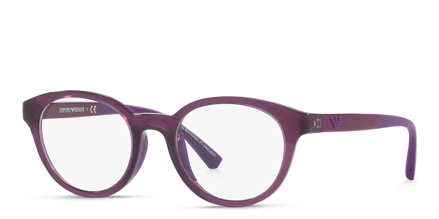 Emporio Armani Junior Kids Round Eyeglasses in Purple – Product Photo 1