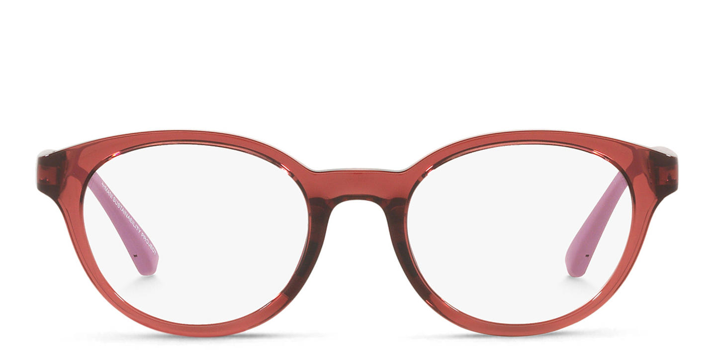 Emporio Armani Junior Kids Round Eyeglasses in Transparent Red – Product Photo 0