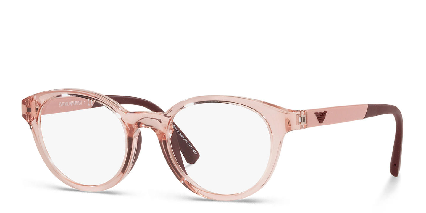 Emporio Armani Junior Eagle Logo Kids Round Eyeglasses in Pink – Product Photo 1