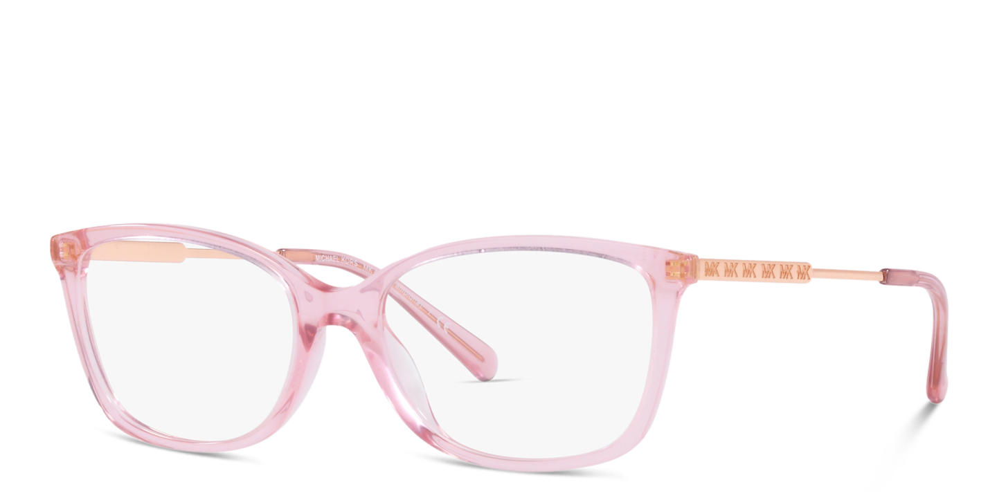 Shop Michael Kors Rectangle Eyeglasses in Rose Gold online.
