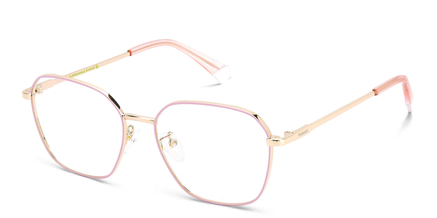 نظارات طبية بإطار غير منتظم من بولارويد بلون وردي ذهبي - صورة المنتج 1