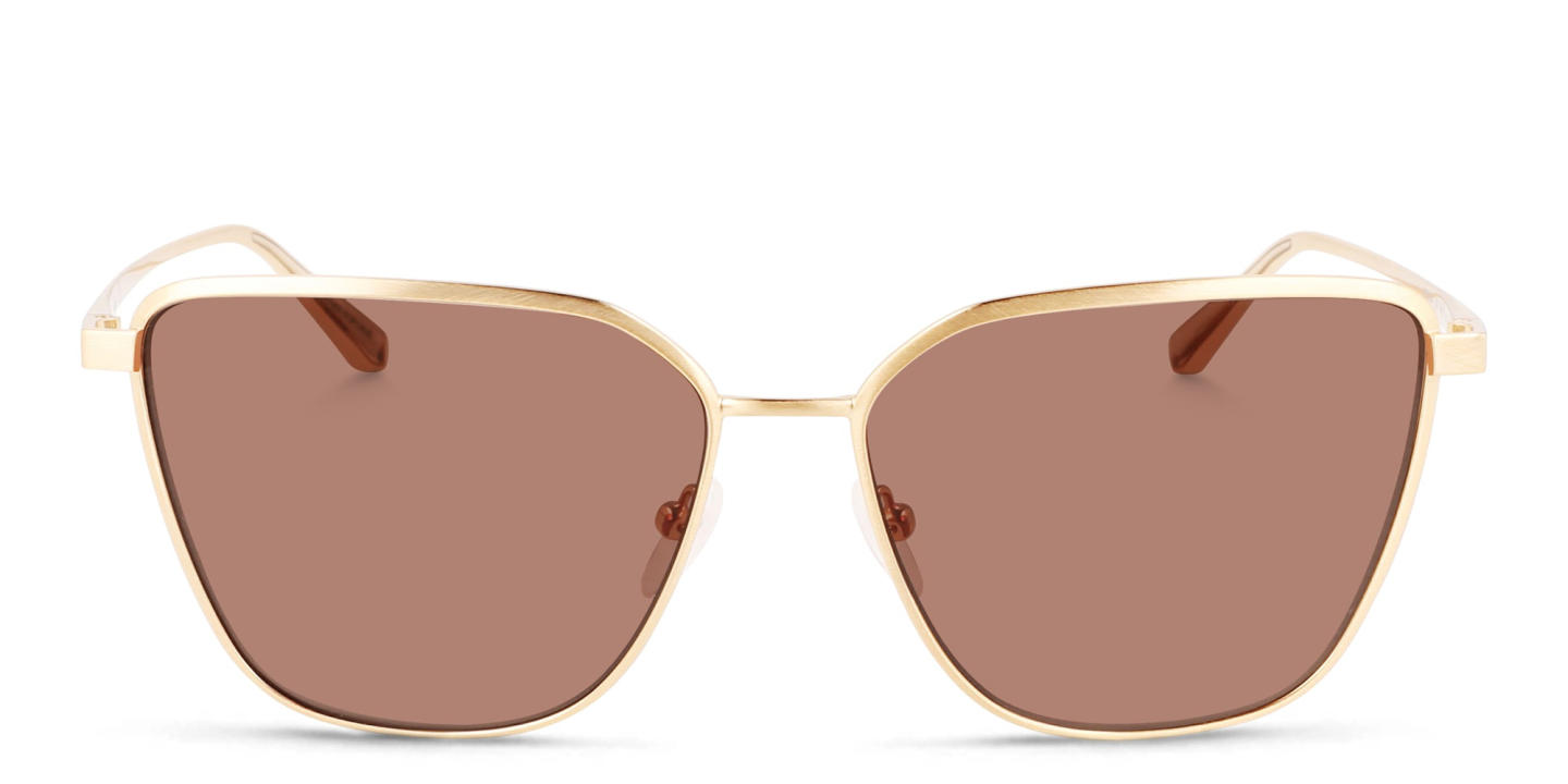 Shop Calvin Klein Square Sunglasses in Gold online.