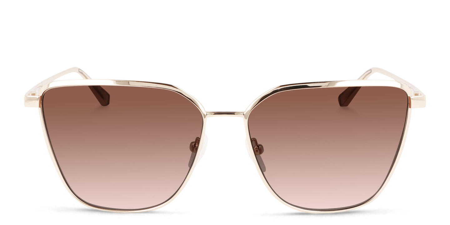 Shop Calvin Klein Square Sunglasses in Gold online.