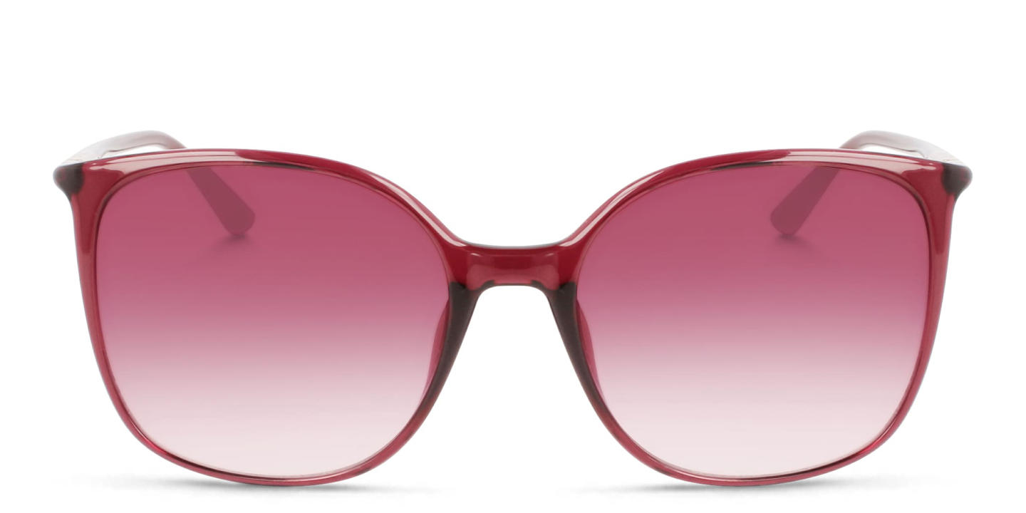 Shop Calvin Klein Oversized Rectangle Sunglasses in Red online.