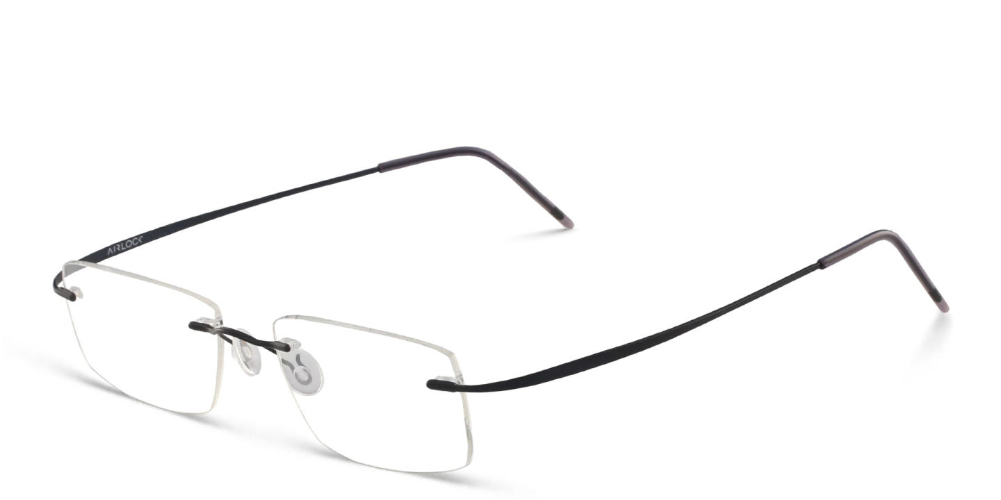 Shop Pure Rimless Rectangle Eyeglasses in Black online.