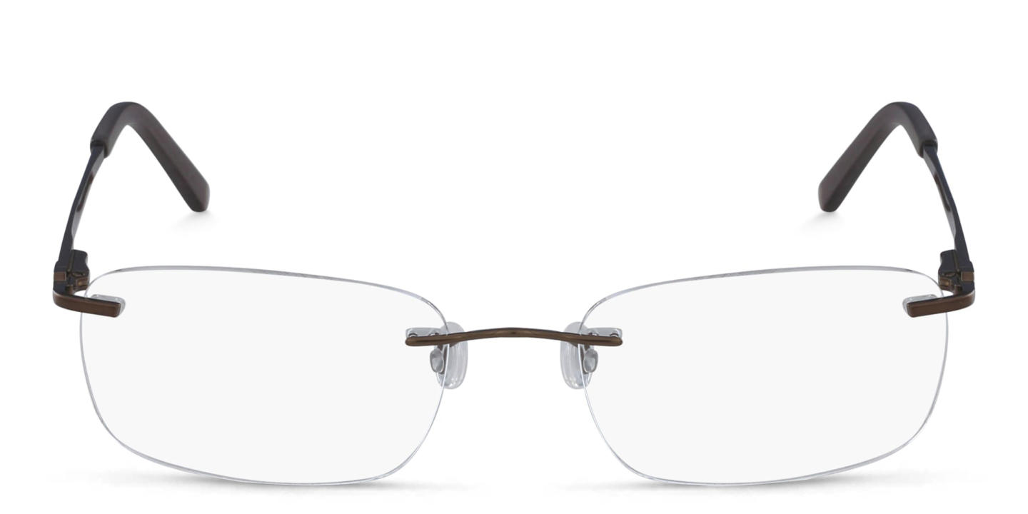 Shop Pure Rimless Rectangle Eyeglasses in Brown online.
