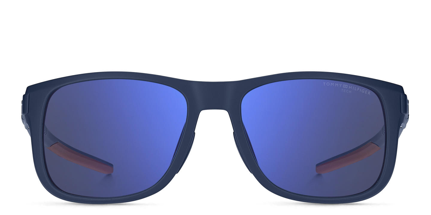 Shop Tommy Hilfiger Rectangle Sunglasses in Blue online.