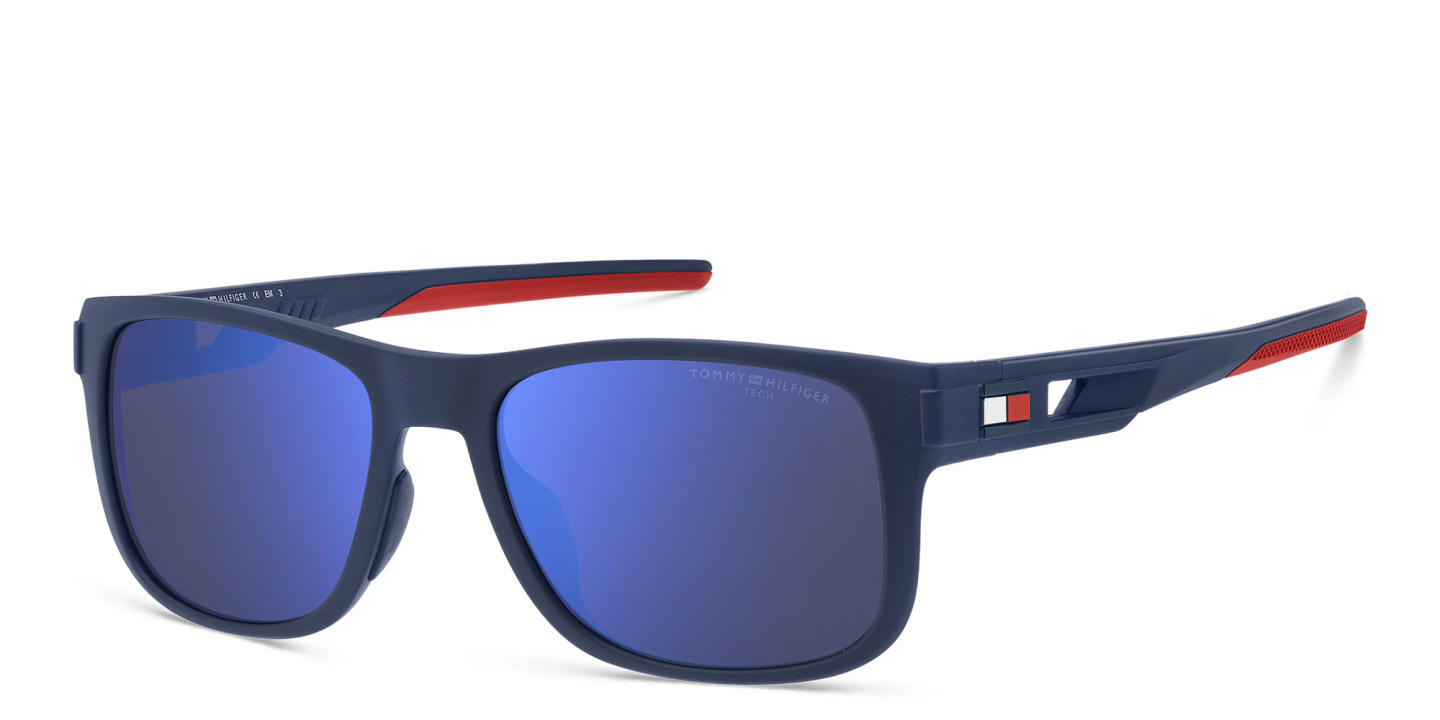 Shop Tommy Hilfiger Rectangle Sunglasses in Blue online.