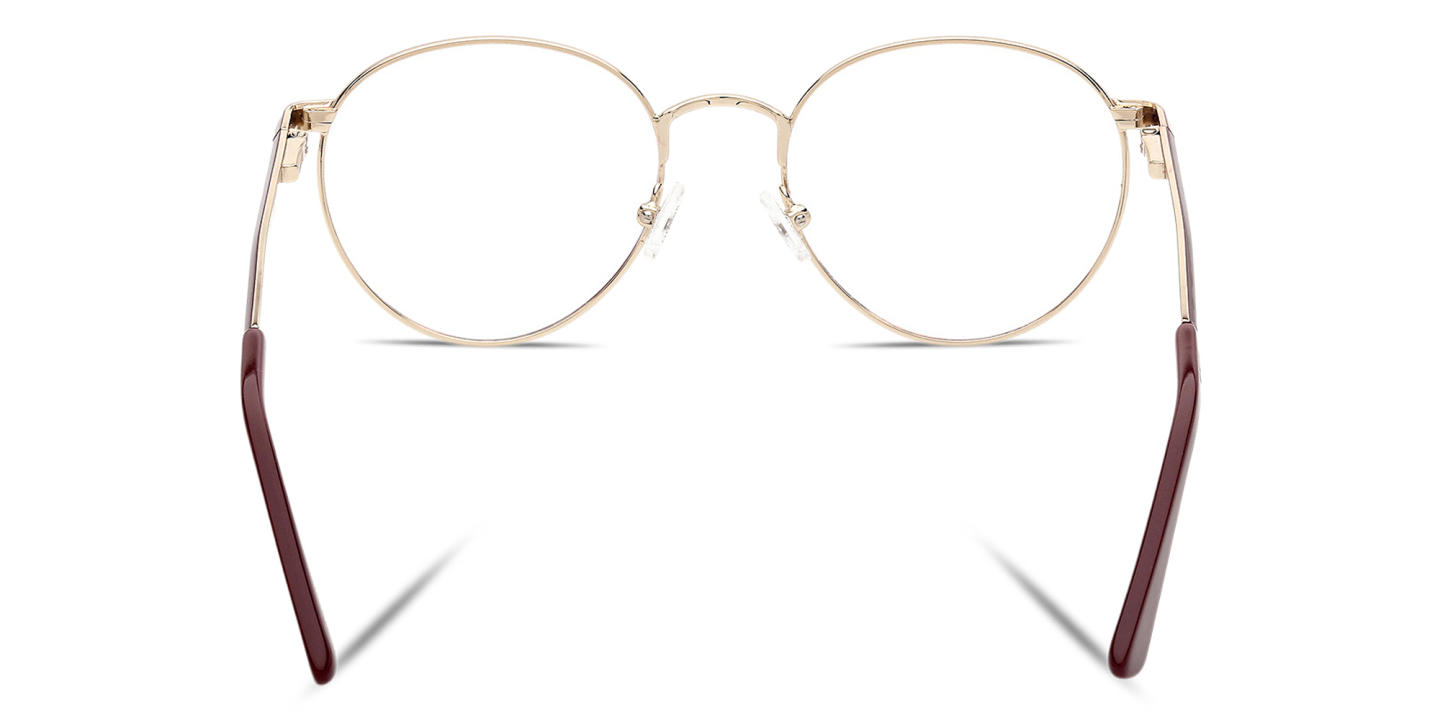 Guess Logo Lettering Round Eyeglasses in Burgundy Gold – Product Photo 3