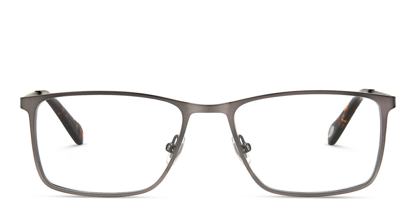 Fossil Wide Rectangle Eyeglasses in Silver – Product Photo 0