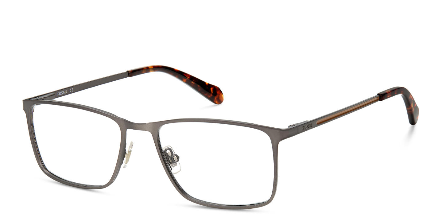 Fossil Wide Rectangle Eyeglasses in Silver – Product Photo 1