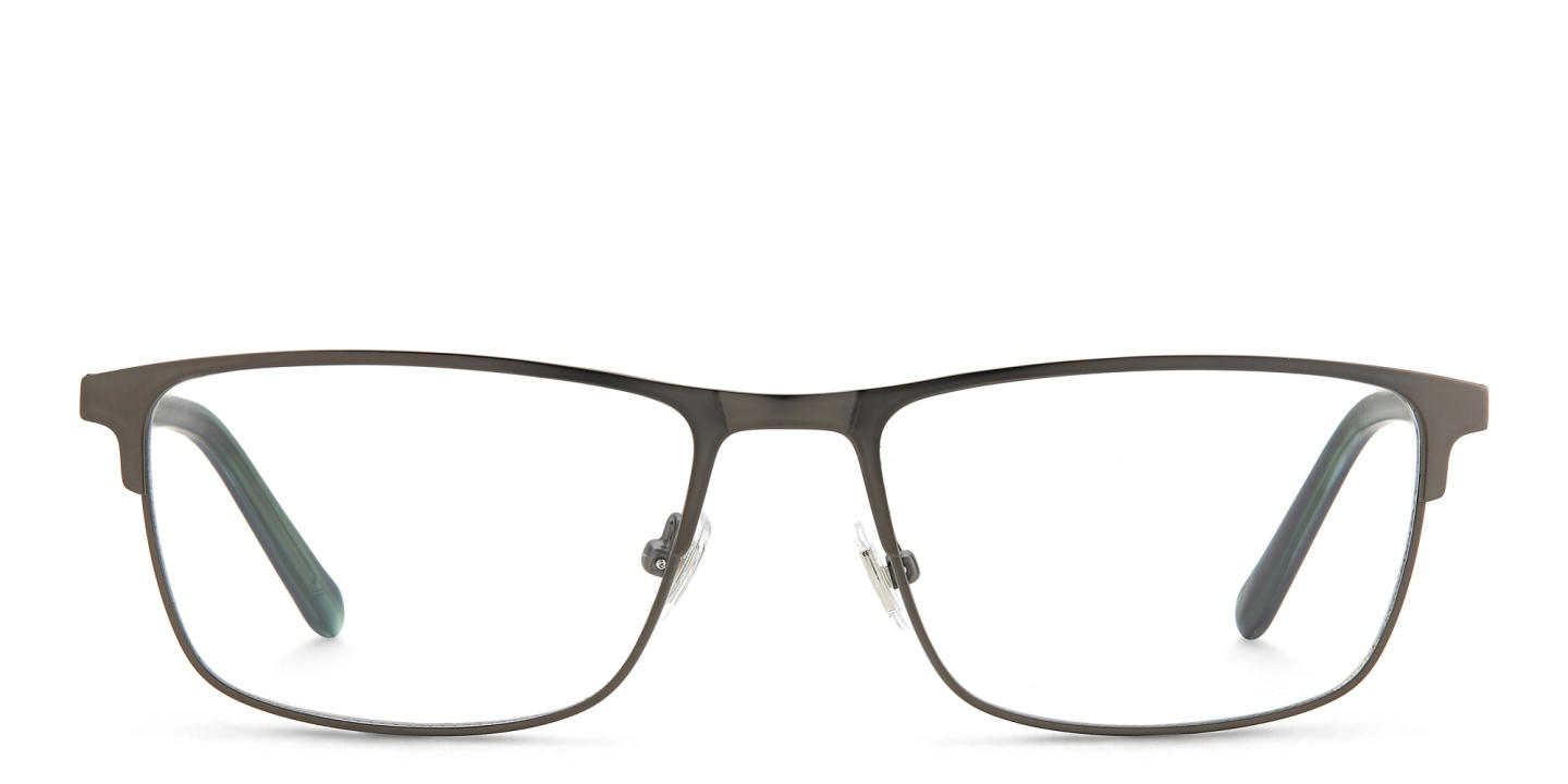 Fossil Wide Rectangle Eyeglasses in Silver – Product Photo 0
