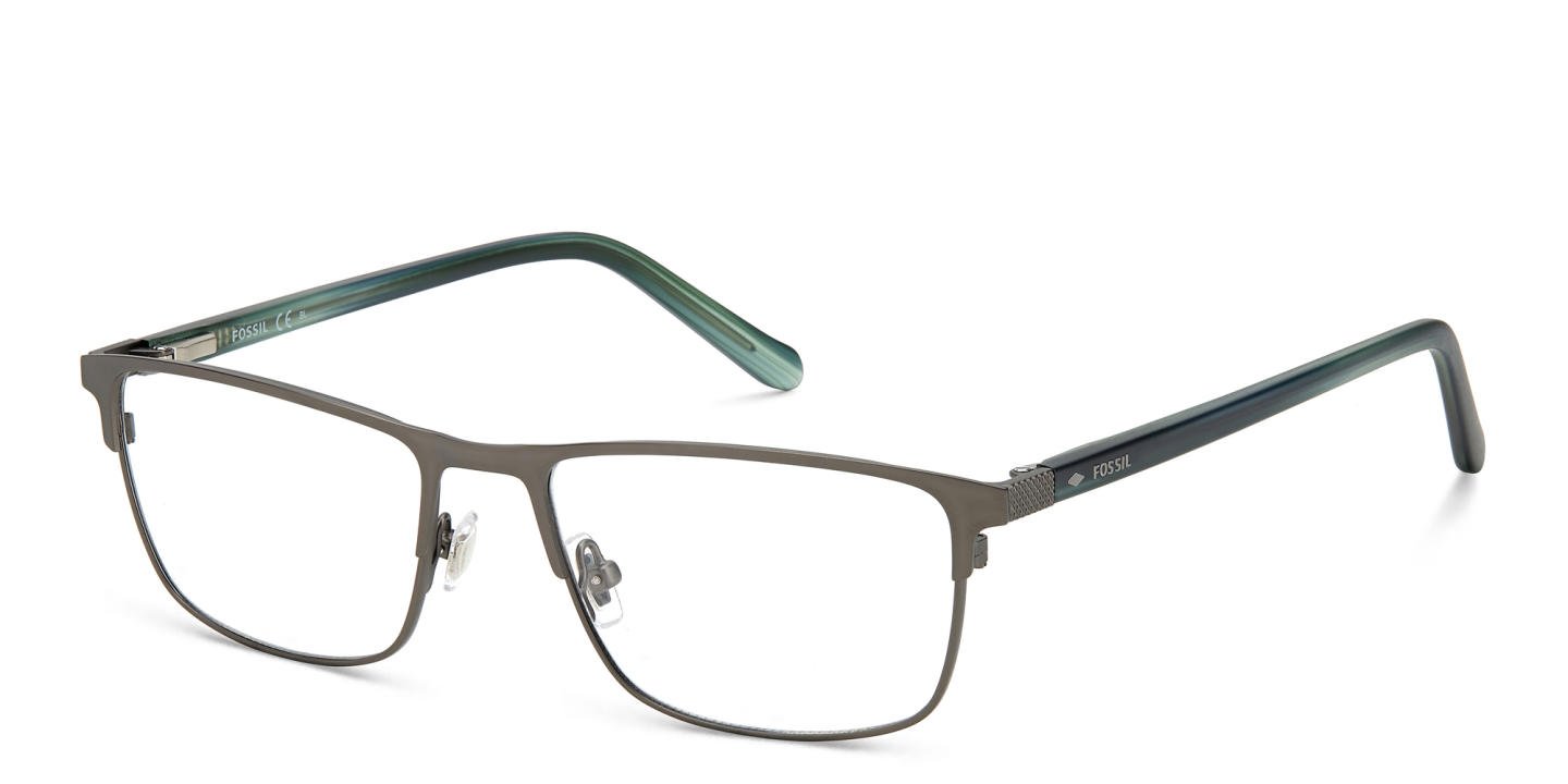 Fossil Wide Rectangle Eyeglasses in Silver – Product Photo 1