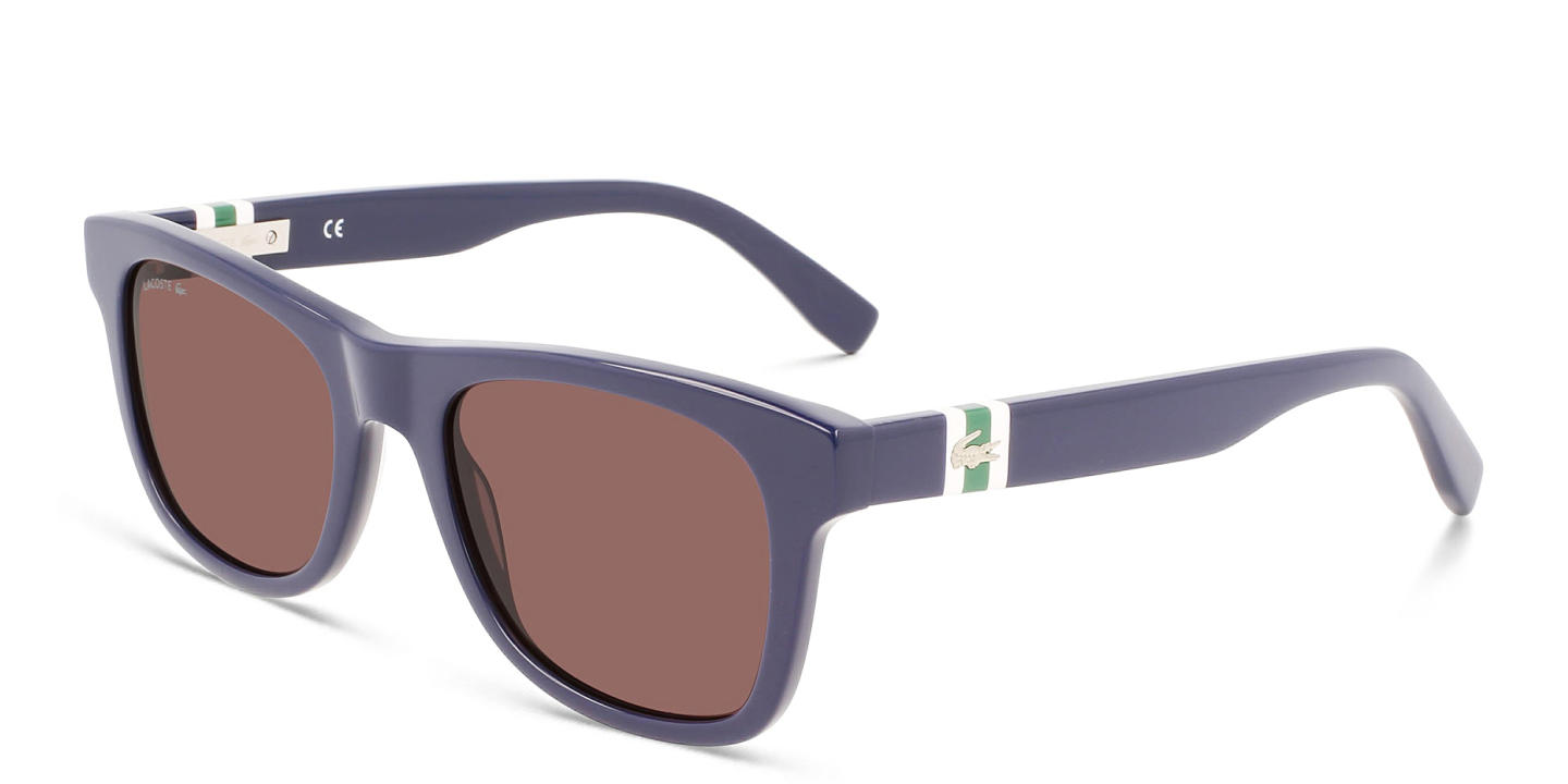 Shop Lacoste Rectangle Sunglasses in Blue online.