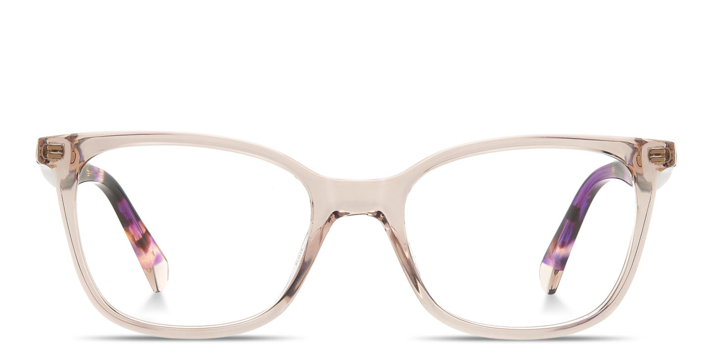 Shop Polaroid Logo Lettering Rectangle Eyeglasses in Transparent Nude online.