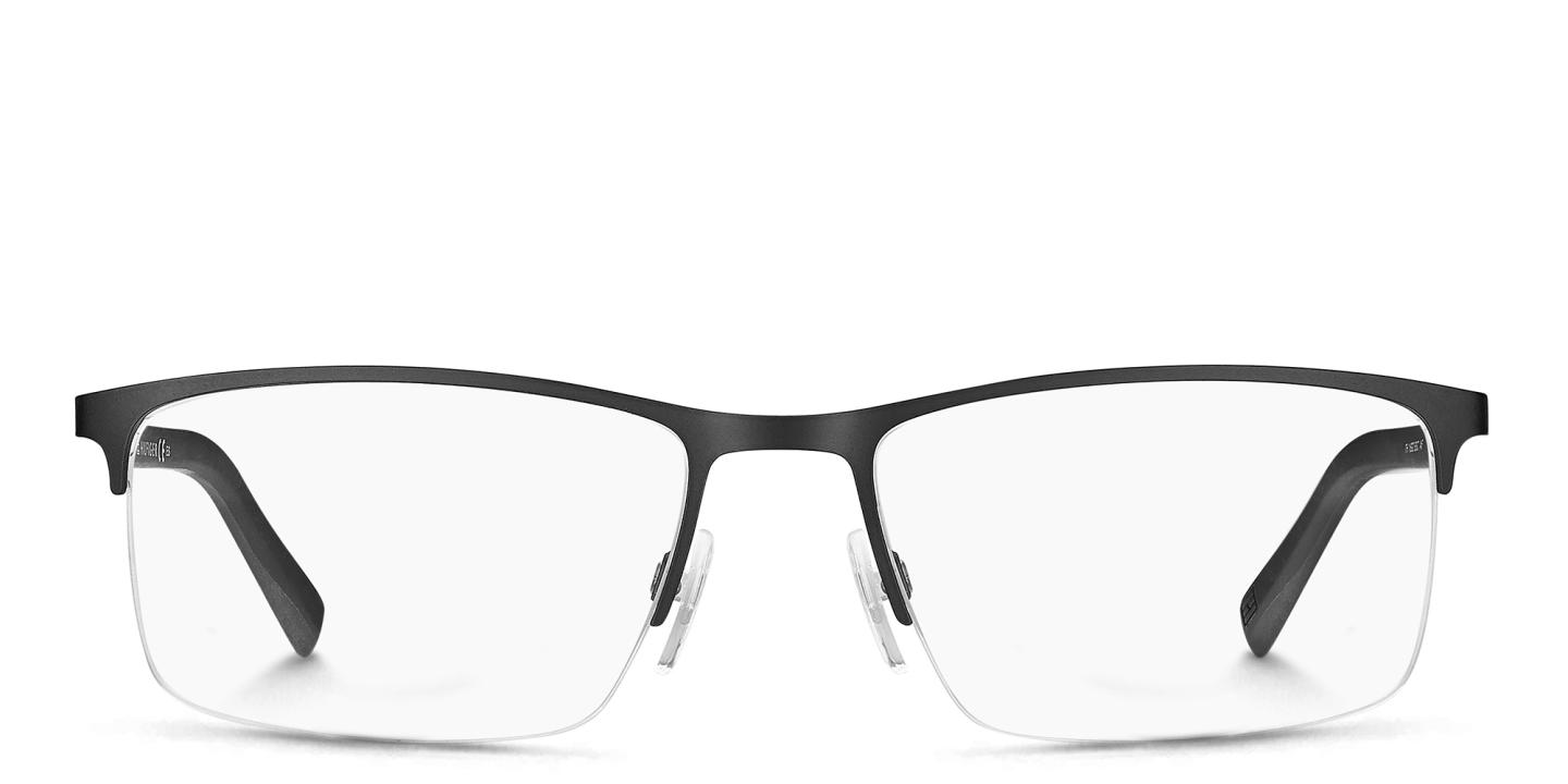 Tommy Hilfiger Half-Rim Wide Rectangle Eyeglasses in Black – Product Photo 0