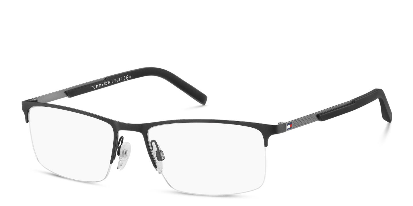 Tommy Hilfiger Half-Rim Wide Rectangle Eyeglasses in Black – Product Photo 1
