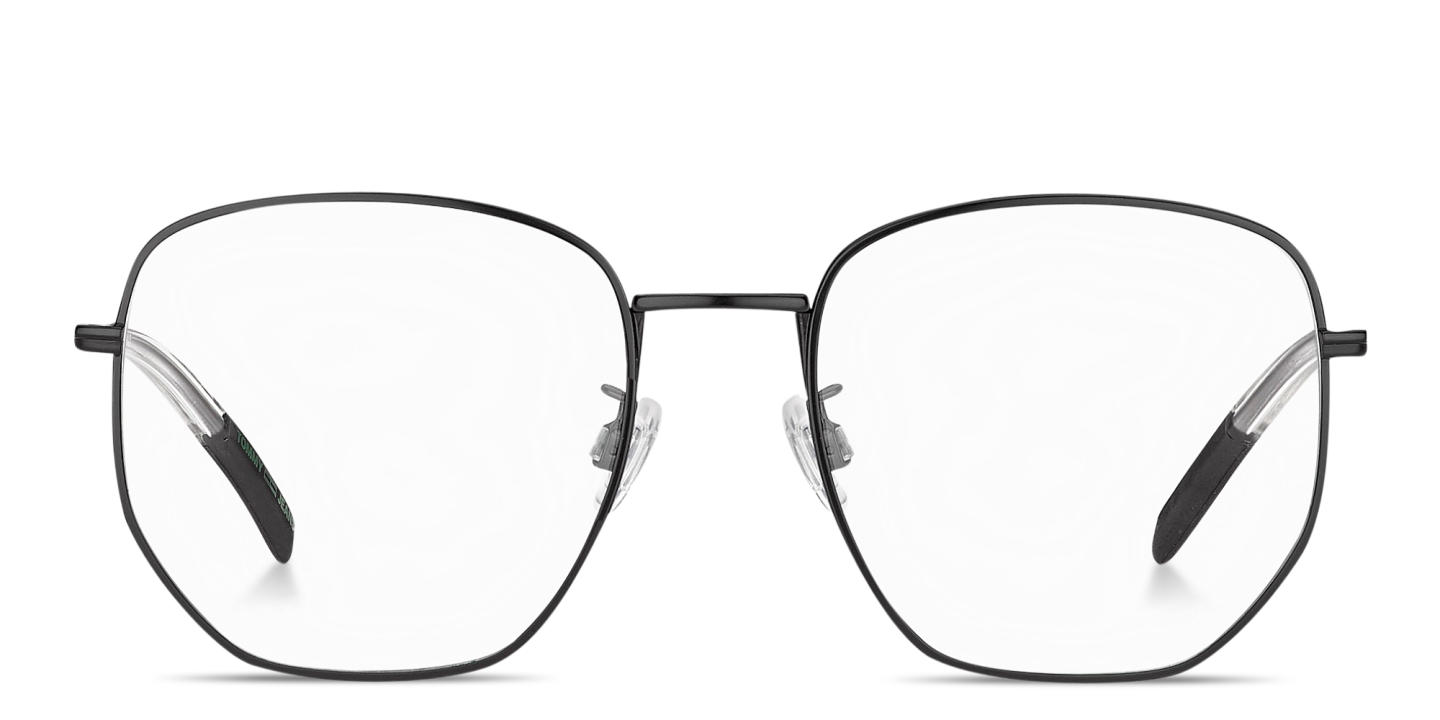 Shop Tommy Hilfiger Engraved Logo Unisex Irregular Eyeglasses in Matte Black online.