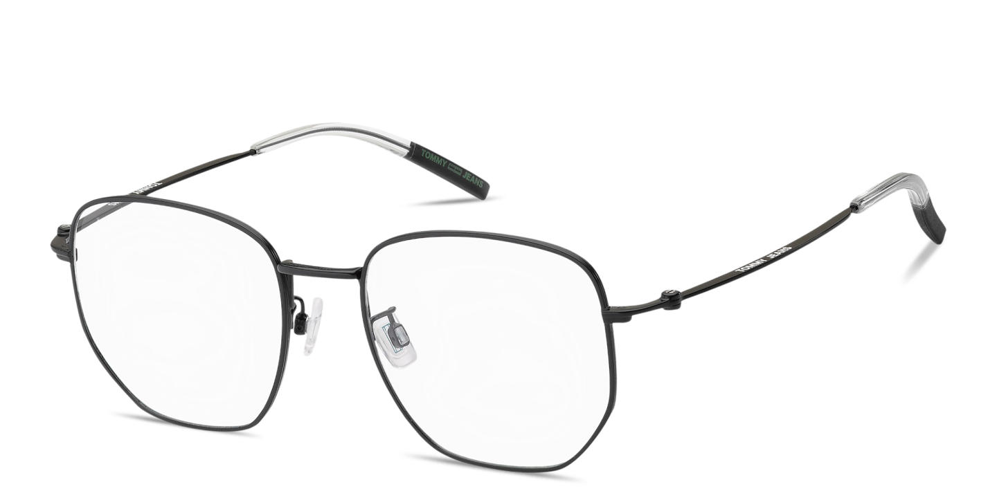 Shop Tommy Hilfiger Engraved Logo Unisex Irregular Eyeglasses in Matte Black online.