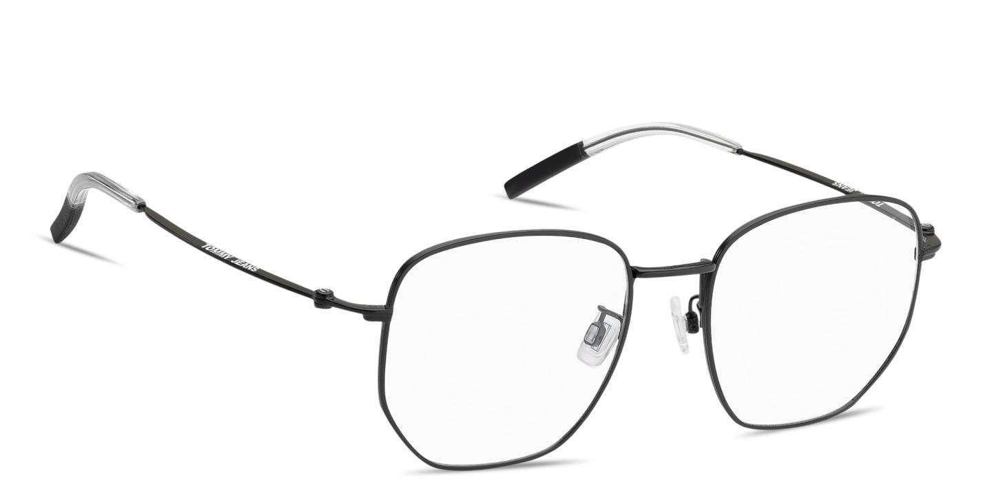 Shop Tommy Hilfiger Engraved Logo Unisex Irregular Eyeglasses in Matte Black online.