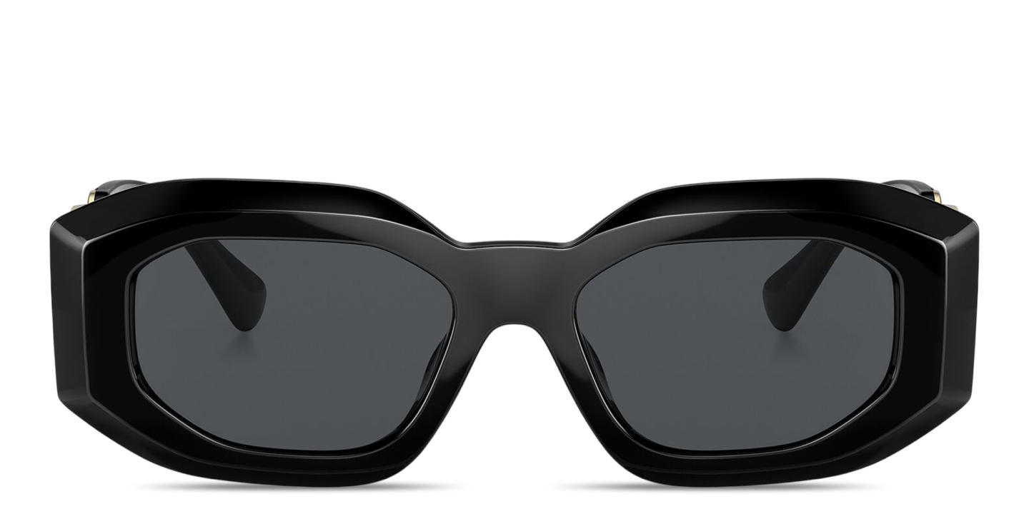 Shop VERSACE Maxi Medusa Biggie Irregular Sunglasses in Black online.