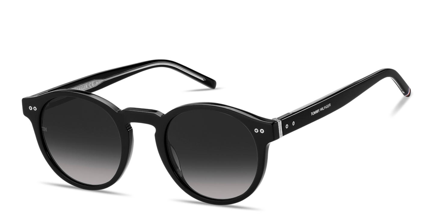 Shop Tommy Hilfiger Logo Lettering Panthos Sunglasses in Black online.
