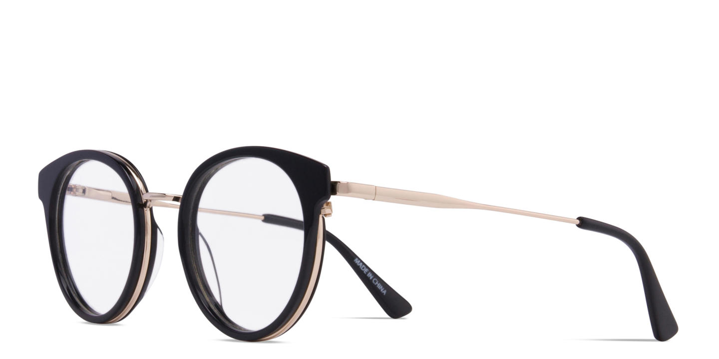 Shop Zhantai Round Eyeglasses in Black online.