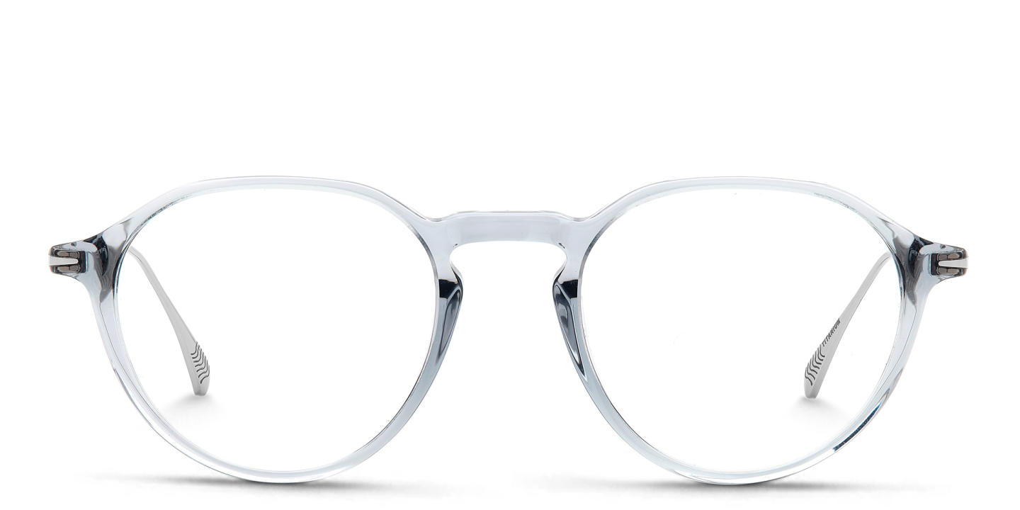 Shop DAVID BECKHAM Panthos Eyeglasses in Grey Ruthenium online.