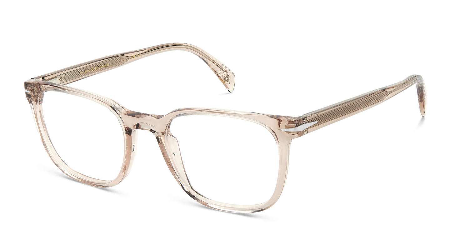 Shop DAVID BECKHAM Square Eyeglasses in Mud online.