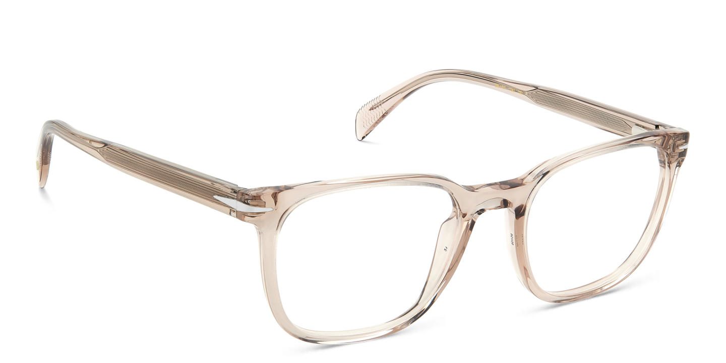 Shop DAVID BECKHAM Square Eyeglasses in Mud online.