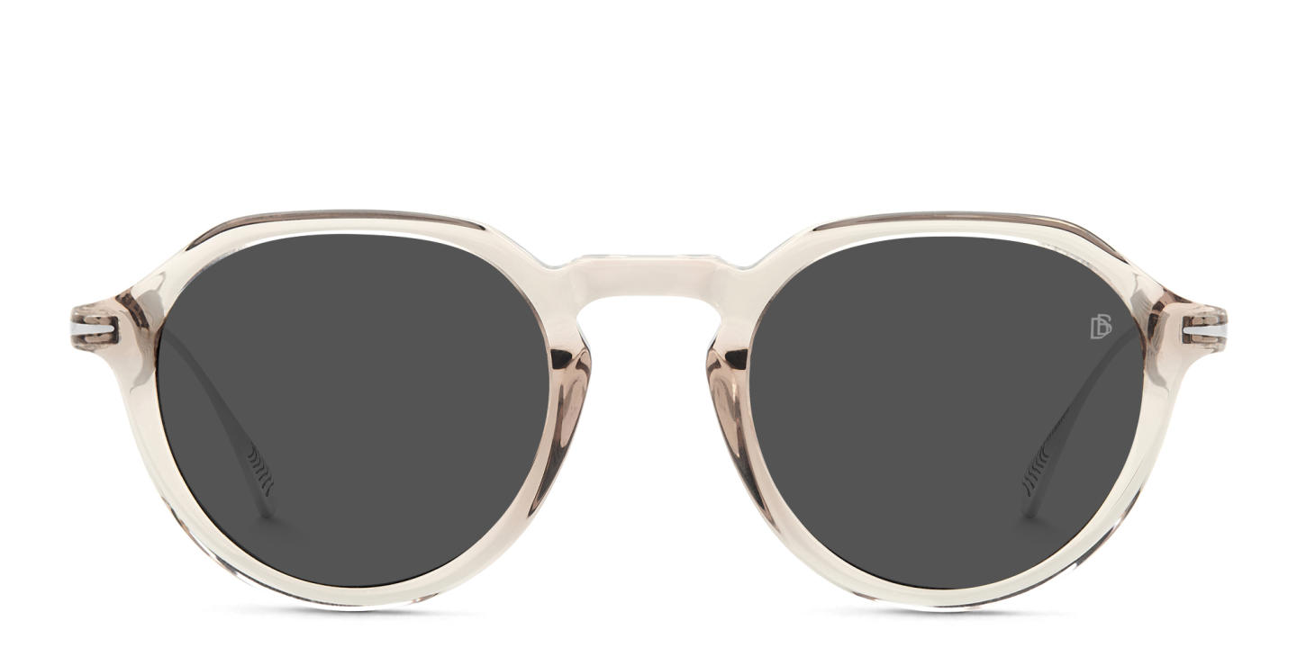 Shop DAVID BECKHAM Round Sunglasses in Transparent Light Grey online.